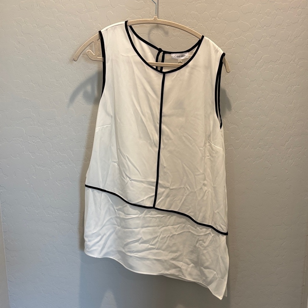 NWT Calvin Klein White Top with Black Accents